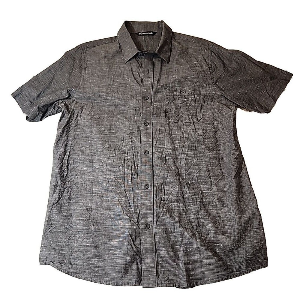 Travis Mathew Mens Large Gray Short Sleeve Button Up Shirt